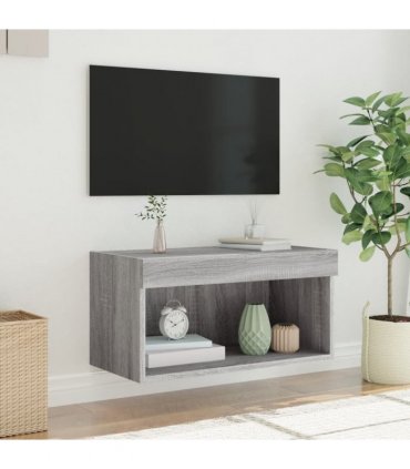 vidaXL TV Cabinet with LED Lights Grey Sonoma 60x30x30 cm