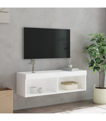 vidaXL TV Cabinet with LED Lights White 100x30x30 cm