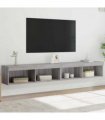 vidaXL TV Cabinets with LED Lights 2 pcs Grey Sonoma 100x30x30 cm