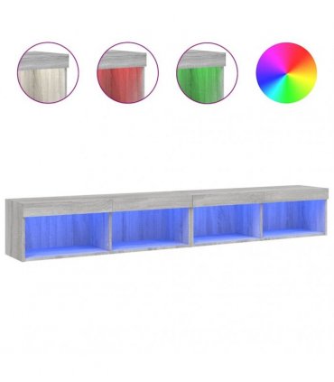 vidaXL TV Cabinets with LED Lights 2 pcs Grey Sonoma 100x30x30 cm