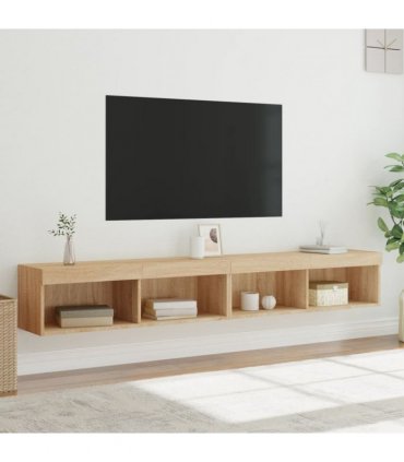 vidaXL TV Cabinets with LED Lights 2 pcs Sonoma Oak 100x30x30 cm