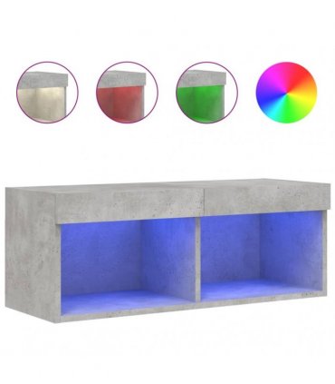 vidaXL TV Cabinet with LED Lights Concrete Grey 80x30x30 cm