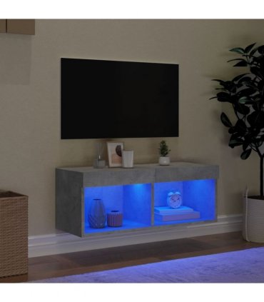 vidaXL TV Cabinet with LED Lights Concrete Grey 80x30x30 cm