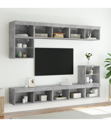 vidaXL TV Cabinet with LED Lights Concrete Grey 80x30x30 cm