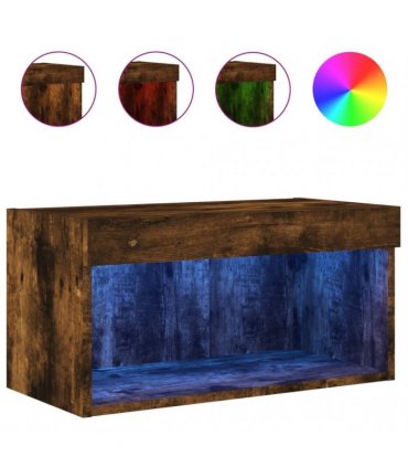 vidaXL TV Cabinet with LED Lights Smoked Oak 60x30x30 cm