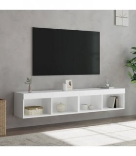 vidaXL TV Cabinets with LED Lights 2 pcs White 80x30x30 cm