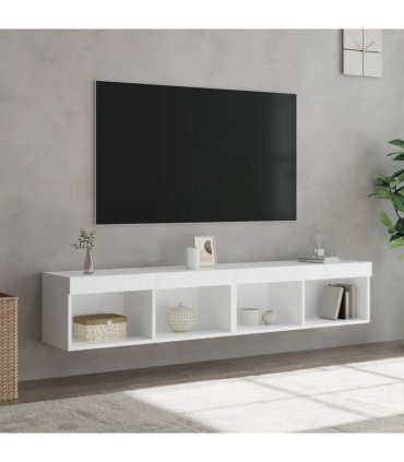 vidaXL TV Cabinets with LED Lights 2 pcs White 80x30x30 cm