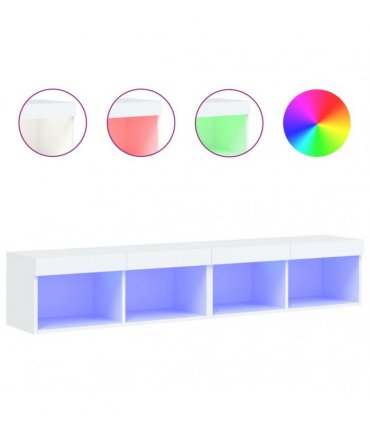 vidaXL TV Cabinets with LED Lights 2 pcs White 80x30x30 cm