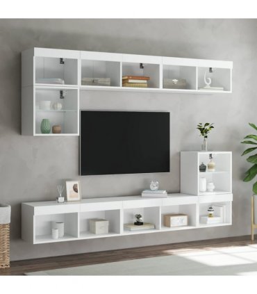 vidaXL TV Cabinets with LED Lights 2 pcs White 80x30x30 cm