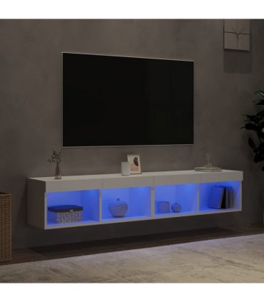 vidaXL TV Cabinets with LED Lights 2 pcs White 80x30x30 cm
