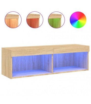 vidaXL TV Cabinet with LED Lights Sonoma Oak 100x30x30 cm