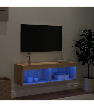 vidaXL TV Cabinet with LED Lights Sonoma Oak 100x30x30 cm