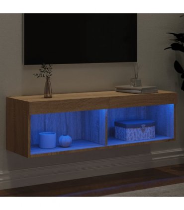 vidaXL TV Cabinet with LED Lights Sonoma Oak 100x30x30 cm