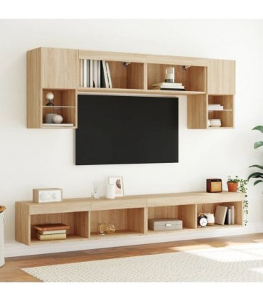 vidaXL TV Cabinet with LED Lights Sonoma Oak 100x30x30 cm