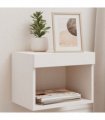 vidaXL Bedside Cabinets with LED Lights Wall-mounted 2 pcs White — V0672047516