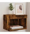 vidaXL Bedside Cabinet with LED Lights Wall-mounted Smoked Oak