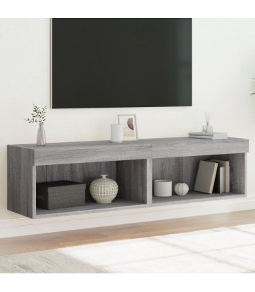 vidaXL TV Cabinets with LED Lights 2 pcs Grey Sonoma 60x30x30 cm