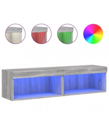 vidaXL TV Cabinets with LED Lights 2 pcs Grey Sonoma 60x30x30 cm