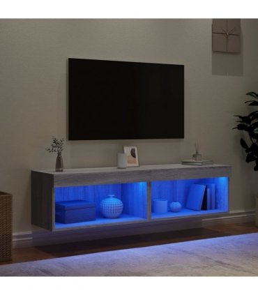vidaXL TV Cabinets with LED Lights 2 pcs Grey Sonoma 60x30x30 cm