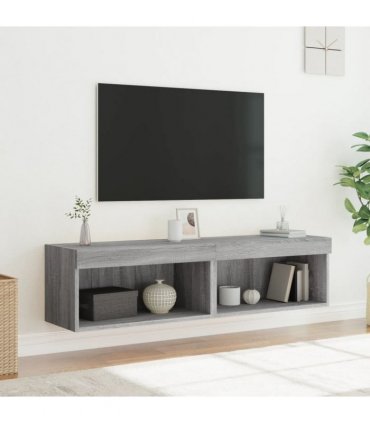 vidaXL TV Cabinets with LED Lights 2 pcs Grey Sonoma 60x30x30 cm