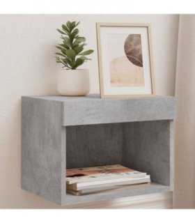 vidaXL Bedside Cabinets with LED Lights Wall-mounted 2 pcs Concrete Grey