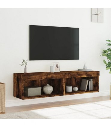 vidaXL TV Cabinets with LED Lights 2 pcs Smoked Oak 60x30x30 cm
