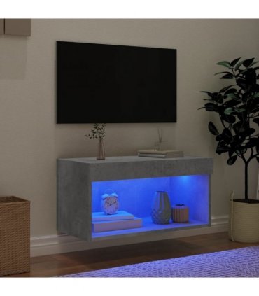 vidaXL TV Cabinet with LED Lights Concrete Grey 60x30x30 cm