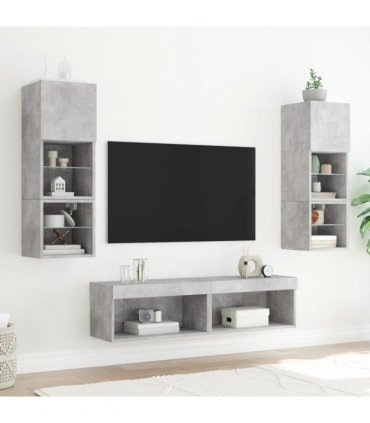 vidaXL TV Cabinet with LED Lights Concrete Grey 60x30x30 cm