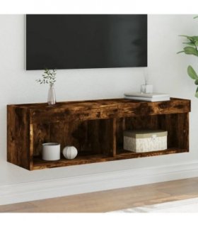 vidaXL TV Cabinet with LED Lights Smoked Oak 100x30x30 cm