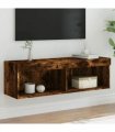 vidaXL TV Cabinet with LED Lights Smoked Oak 100x30x30 cm
