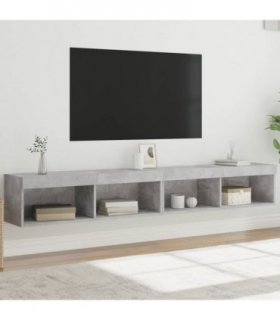 vidaXL TV Cabinets with LED Lights 2 pcs Concrete Grey 100x30x30 cm
