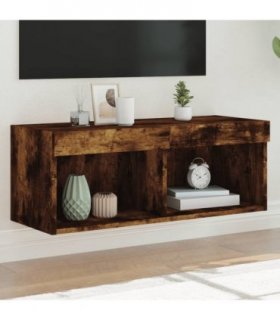 vidaXL TV Cabinet with LED Lights Smoked Oak 80x30x30 cm