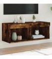 vidaXL TV Cabinet with LED Lights Smoked Oak 80x30x30 cm
