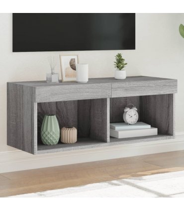 vidaXL TV Cabinet with LED Lights Grey Sonoma 80x30x30 cm