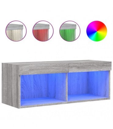vidaXL TV Cabinet with LED Lights Grey Sonoma 80x30x30 cm