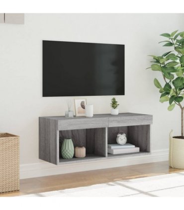 vidaXL TV Cabinet with LED Lights Grey Sonoma 80x30x30 cm