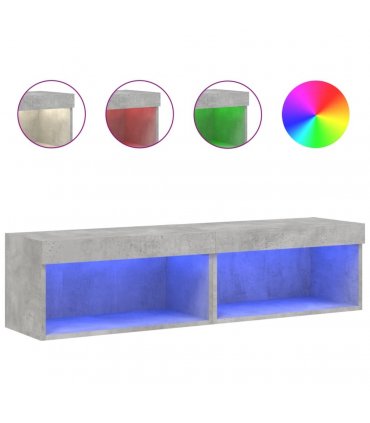 vidaXL TV Cabinets with LED Lights 2 pcs Concrete Grey 60x30x30 cm