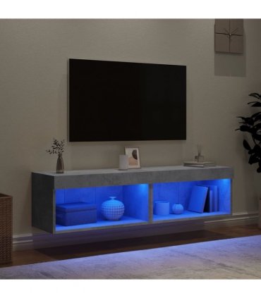 vidaXL TV Cabinets with LED Lights 2 pcs Concrete Grey 60x30x30 cm