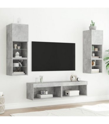 vidaXL TV Cabinets with LED Lights 2 pcs Concrete Grey 60x30x30 cm