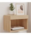 vidaXL Bedside Cabinet with LED Lights Wall-mounted Sonoma Oak — V0672047532