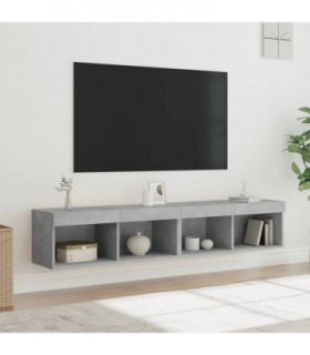 vidaXL TV Cabinets with LED Lights 2 pcs Concrete Grey 80x30x30 cm