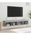 vidaXL TV Cabinets with LED Lights 2 pcs Concrete Grey 80x30x30 cm