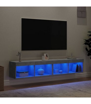 vidaXL TV Cabinets with LED Lights 2 pcs Concrete Grey 80x30x30 cm