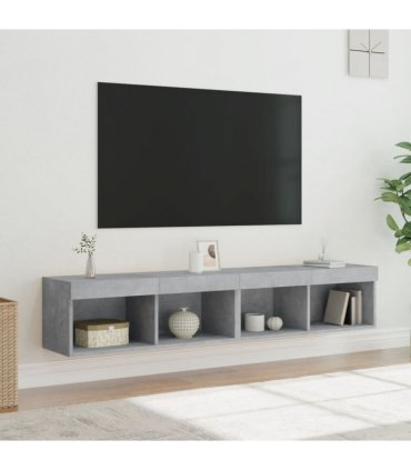 vidaXL TV Cabinets with LED Lights 2 pcs Concrete Grey 80x30x30 cm