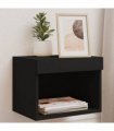 vidaXL Bedside Cabinets with LED Lights Wall-mounted 2 pcs Black