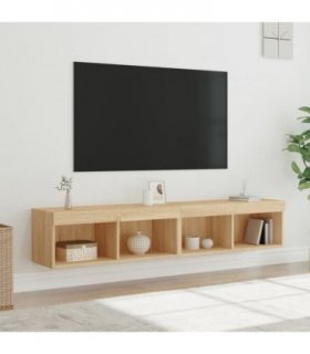 vidaXL TV Cabinets with LED Lights 2 pcs Sonoma Oak 80x30x30 cm