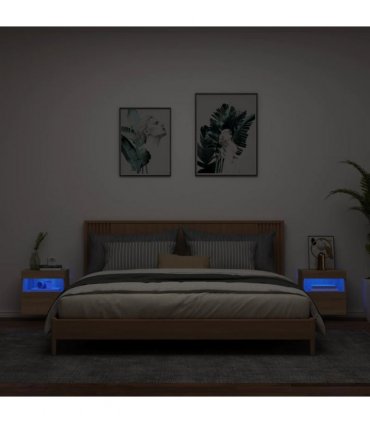 vidaXL TV Wall Cabinets with LED Lights 2 pcs Sonoma Oak 40x30x40 cm