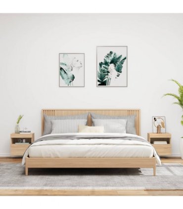 vidaXL TV Wall Cabinets with LED Lights 2 pcs Sonoma Oak 40x30x40 cm