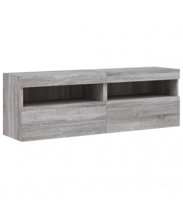 vidaXL TV Wall Cabinets with LED Lights 2 pcs Grey Sonoma 60x30x40 cm