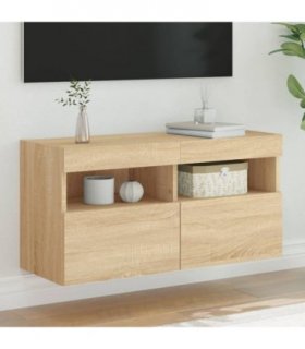 vidaXL TV Wall Cabinet with LED Lights Sonoma Oak 80x30x40 cm